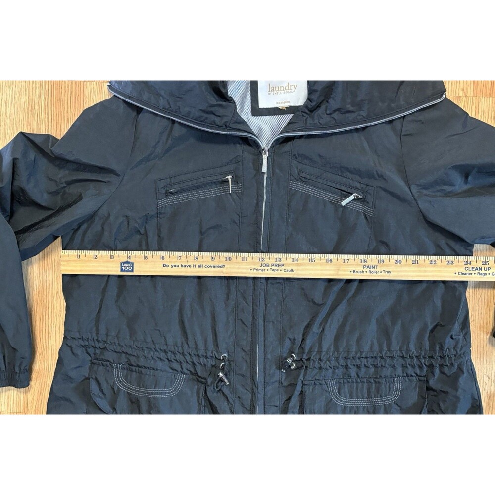 Laundry By Shelli Segal Jacket Black Lightweight Raincoat Pockets See Note Size - Picture 8 of 12